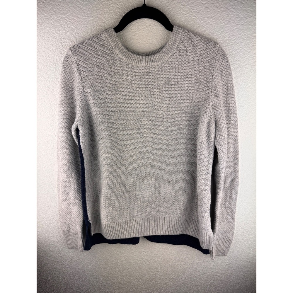 Madewell Two‎ Tone Knit Cardigan Sweater Women M Blue Gray Cotton Cozy Preppy